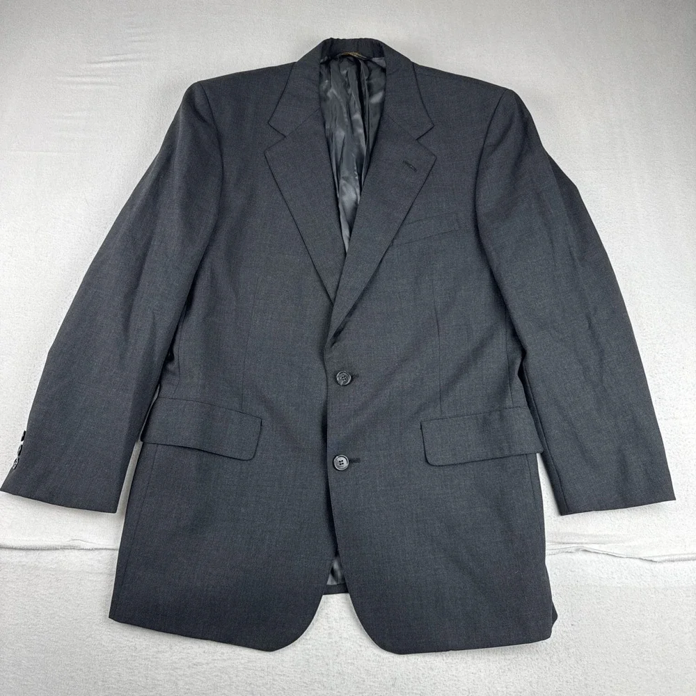 VTG Brooks Brothers Makers Brooksease Mens Dark Gray Sz 40R Wool Office Business